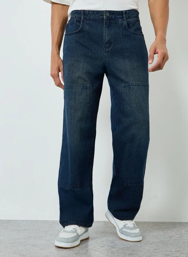 Styli Men Wide Leg Washed Jeans